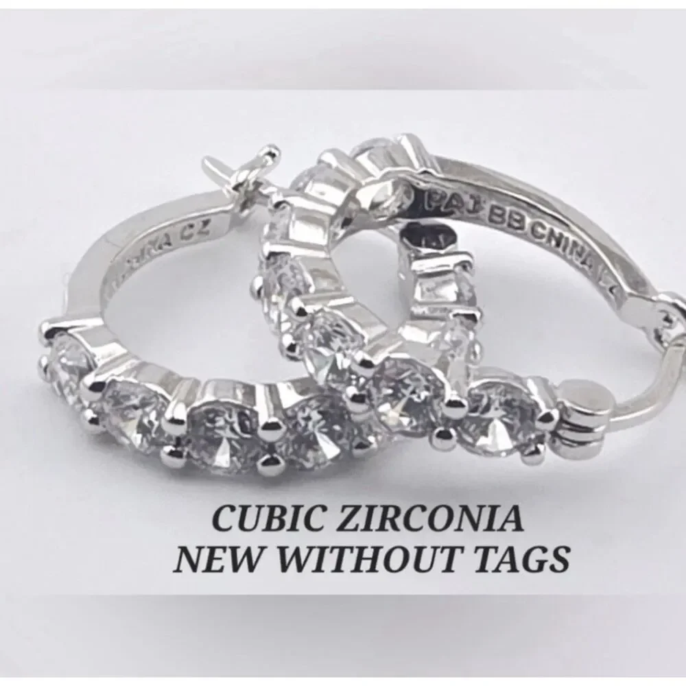 Cubic Zirconia Hoop Earrings NWOT
